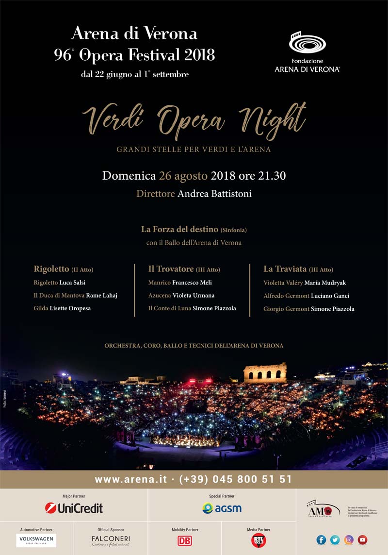 Verdi Opera Night il 26 Agosto in Arena! Verdi Opera Night il 26 Agosto in Arena!