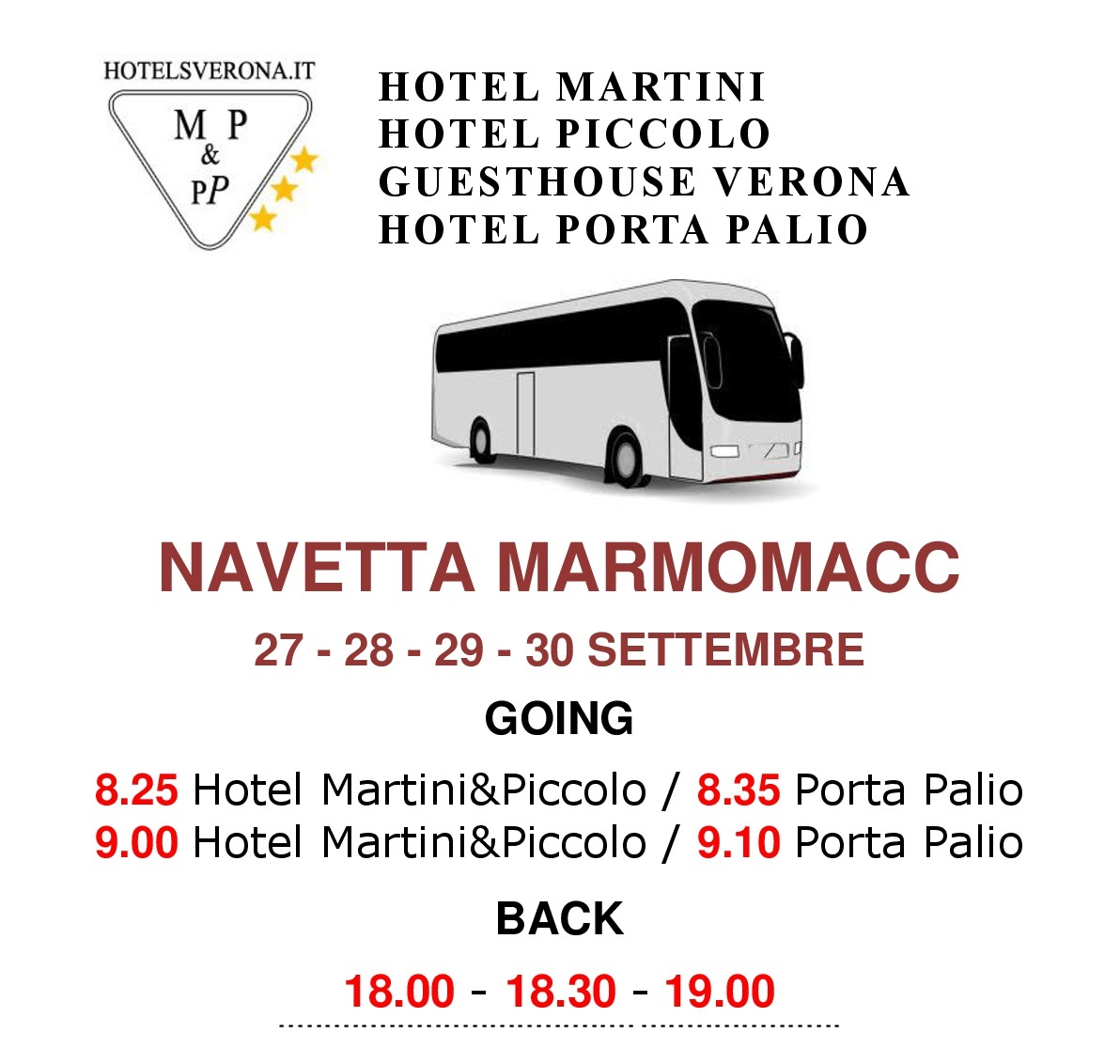 MARMOMACC: free shuttle bus for our guests! MARMOMACC: free shuttle bus for our guests!