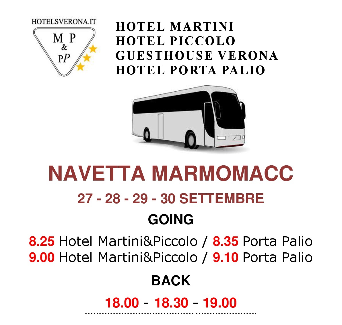 MARMOMACC: free shuttle bus for our guests!