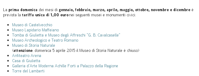 Pasqua: Musei di Verona a 1 Euro! Pasqua: Musei di Verona a 1 Euro!